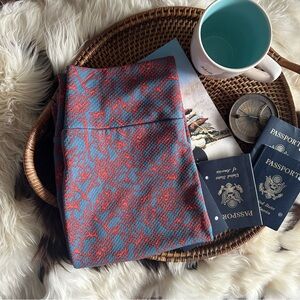 Lularoe Blue Grey and Orange Floral “Cassie” Pencil Skirt Size M